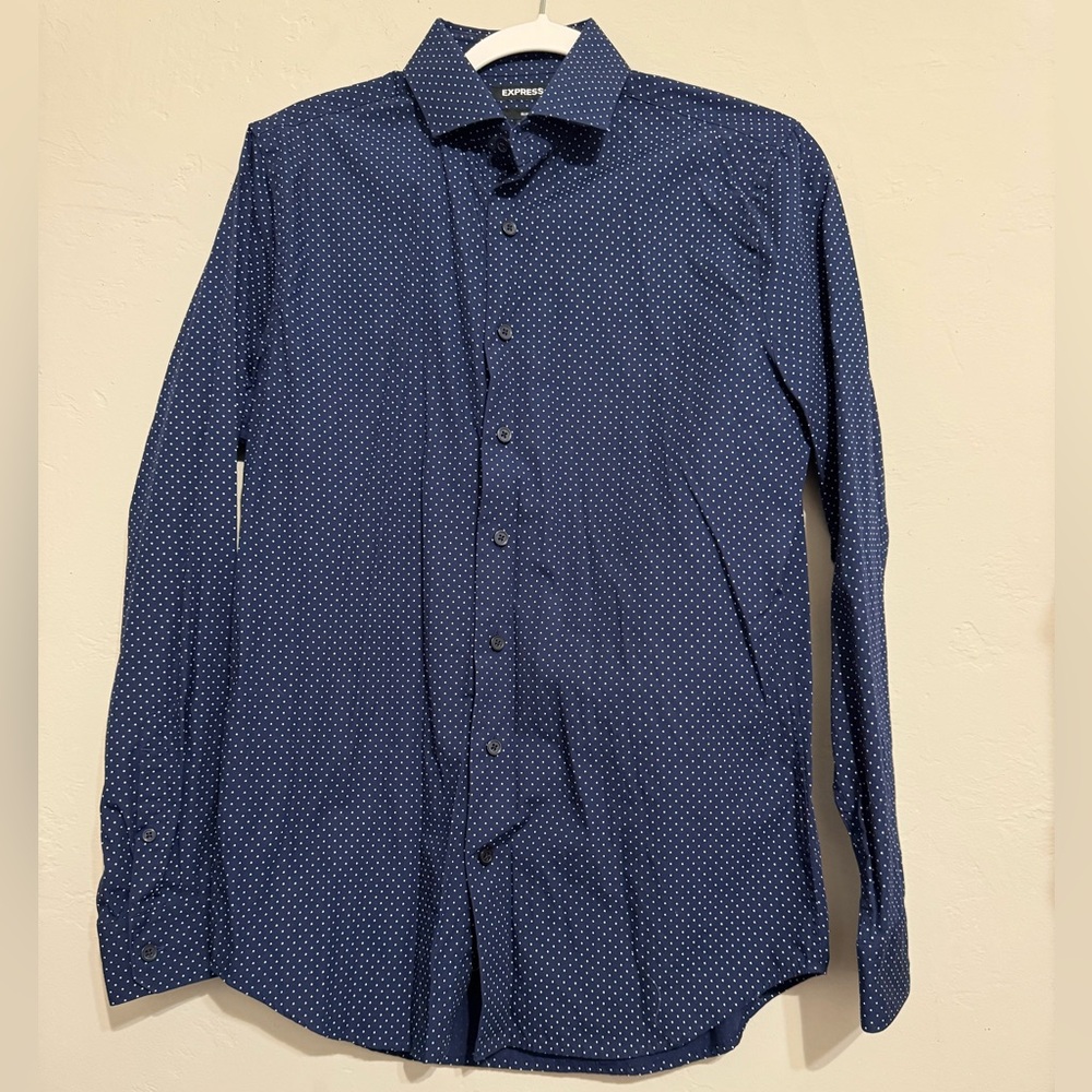 Express Slim Dotted Dress Shirt (S)